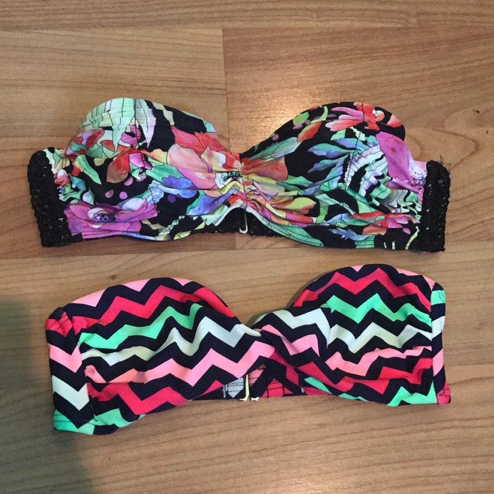 2 bandeau swim tops